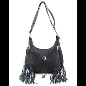 HIGH QUALITY LEATHER THREE CONCH FRINGE PURSE